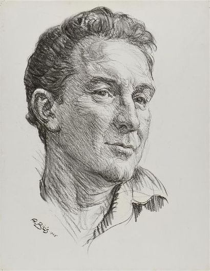 Aaron BILIS (1893-1971) Portrait de Lucien Fontanarosa, 1965
Dessin au fusain, signé...