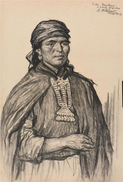 Aaron BILIS (1893-1971) Indien Maentenao de la tribu Mapuchua, Temuco, Chili, 1925
Dessin...