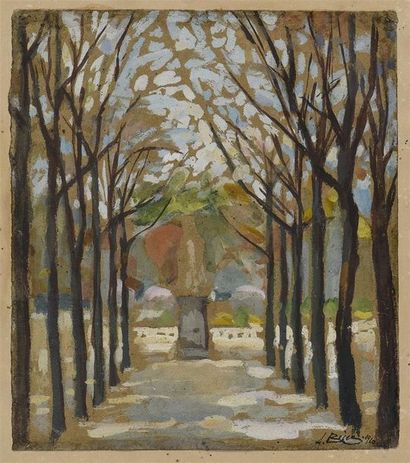 Aaron BILIS (1893-1971) Le jardin du Luxembourg, Paris 1910
Gouache, signée et datée...
