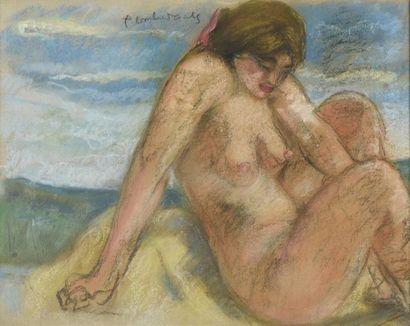 Pierre COMBET-DESCOMBES (1885-1966) Femme assise nue, vue de face
Pastel sur papier,...
