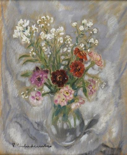 Pierre COMBET-DESCOMBES (1885-1966) Bouquet de fleurs
Pastel sur carton signé en...