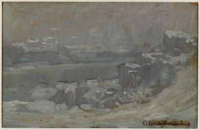 Pierre COMBET-DESCOMBES (1885-1966) Paysage de neige (village en bordure de rivière)
Huile...