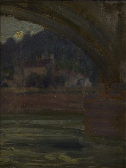 Pierre COMBET-DESCOMBES (1885-1966) Sous l’arche d’un pont, probablement Lyon
Huile...
