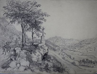 Félix BENOIST (1818-1896) Ensemble de douze feuilles: vue d'un village; vue de Lourdes;...