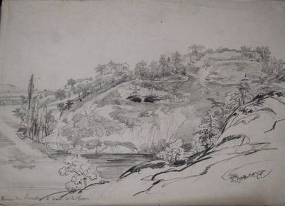 Félix BENOIST (1818-1896) Ensemble de douze feuilles: vue d'un village; vue de Lourdes;...
