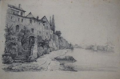 Félix BENOIST (1818-1896) Ensemble de douze feuilles: vue d'un village; vue de Lourdes;...