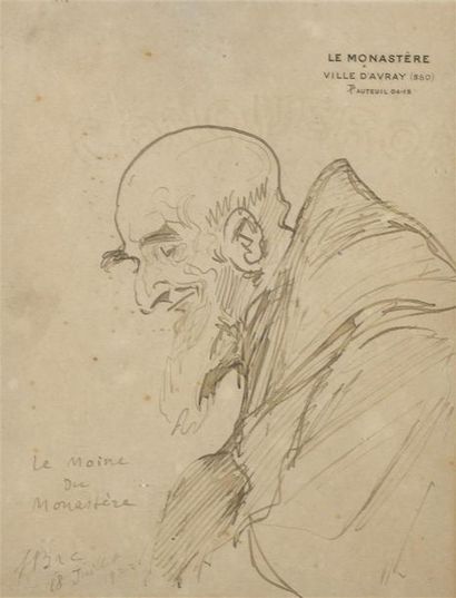 Ferdinand Sigismond BAC (1859-1952) Ensemble de sept feuilles: «Le père Jésuite dans...