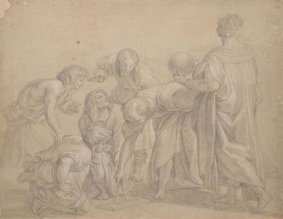 Étienne PARROCEL (1696-1775) Euclide et ses élèves, d'après Raphaël
Pierre noire...