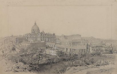 Félix BENOIST (1818-1896) Vue générale du Vatican
Mine graphite sur papier
H. 27...