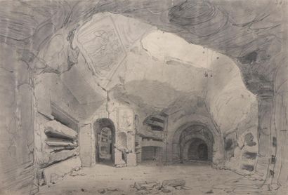 Félix BENOIST (1818-1896) Les catacombes de Saint-Calixte
Mine graphite sur papier,...
