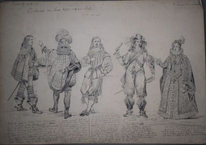Félix BENOIST (1818-1896) Ensemble de neuf feuilles: jeune paysans; paysanne et son...