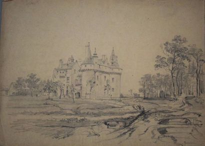 Félix BENOIST (1818-1896) Ensemble de sept feuilles: vue d'un monastère; vue d'une...
