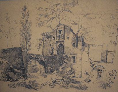 Félix BENOIST (1818-1896) Ensemble de huit feuilles: une maison à colombages; une...