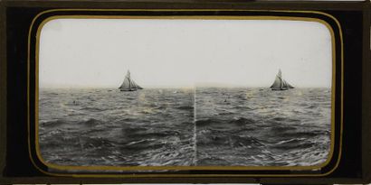 null Marine en stéréoscopie sur verre par Ferrier et Soulier, vers 1860 5 plaques...