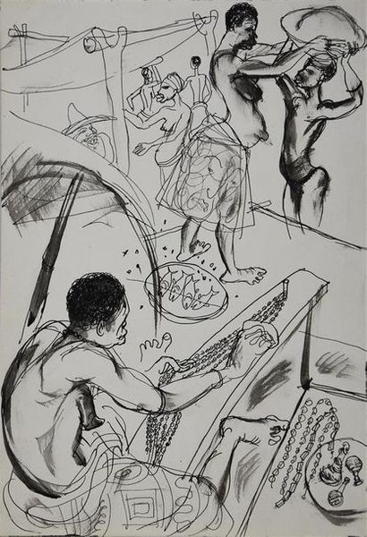 Roger Parry (1905-1977) Juillet à Cotonou, 1930
Ensemble de 4 dessins à l'encre dont...