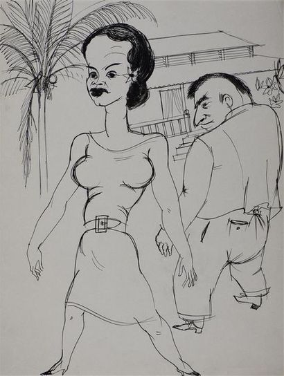 Roger Parry (1905-1977) Filles de rue à Panama, 1932
Réunion de trois dessins à l'encre
H....