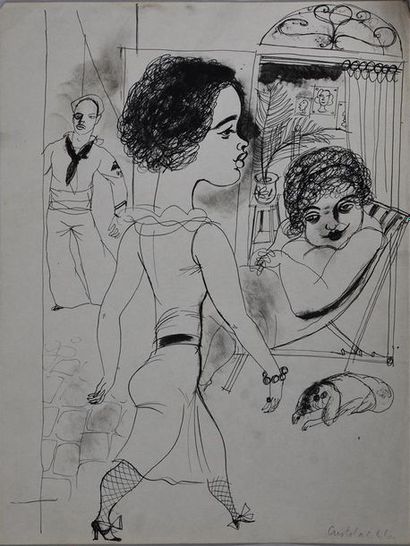 Roger Parry (1905-1977) Lola de Cristobal (Panama), 1932
Dessin à l'encre (plume),...