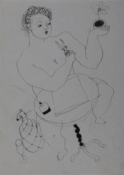 Roger Parry (1905-1977) Adam et Ève et le serpent - La passante aguicheuse - La botaniste...