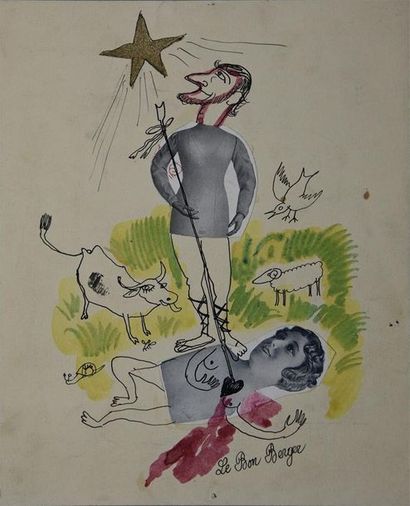 Roger Parry (1905-1977) Le bon berger, vers 1935
Aquarelle, encre (plume) et collage...
