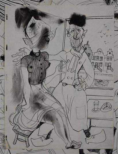 Roger Parry (1905-1977) L'Amour en Hollande...1937
Suite de 5 dessins à l'encre sur...