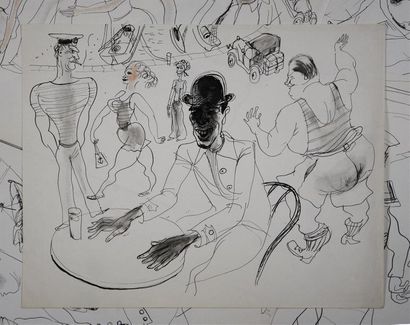 Roger Parry (1905-1977) Saint-Tropez, 1937
Suite de 6 dessins à l'encre dont 3 rehaussés...