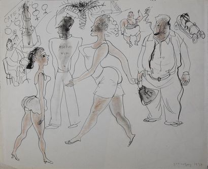 Roger Parry (1905-1977) Saint-Tropez, 1937
Suite de 6 dessins à l'encre dont 3 rehaussés...