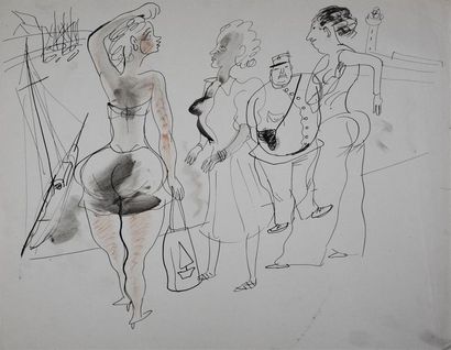 Roger Parry (1905-1977) Saint-Tropez, 1937
Suite de 6 dessins à l'encre dont 3 rehaussés...