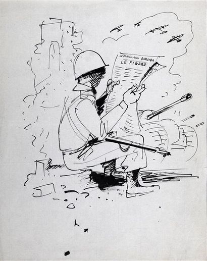 Roger Parry (1905-1977) Soldats, vers 1945/1950
Très curieux ensemble de 6 dessins...
