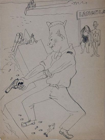 Roger Parry (1905-1977) New York et les États-Unis, 1945
Suite de 9 dessins à l'encre:...