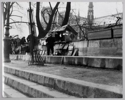 Roger Parry (1905-1977) Grille d'arbre penchée près des bouquinistes sur les quais...