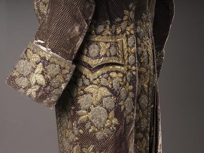 null Habit à la française, époque Louis XVI, habit et culotte à pont en velours miniature...