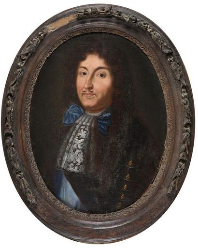 École Française du XVIIe siècle Portrait de Louis XIV
Huile sur toile ovale
H. 77...