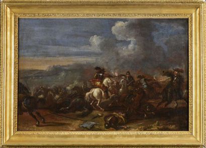 École Française du XVIIe siècle Choc de cavalerie avec des mousquetaires
Huile sur...