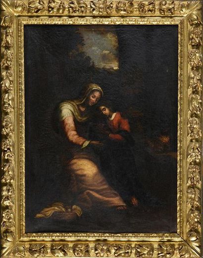 Ecole Italienne du XVIIIe siècle L'éducation de la Vierge
Huile sur toile, annotée...