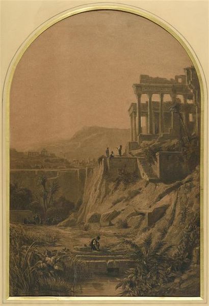 Adolphe APPIAN (1818-1898) Ruines antiques au Proche-Orient
Fusain et quelques rehauts...