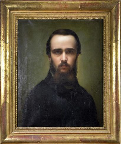 Paul BOREL (1828-1913) Autoportrait
Huile sur toile, signée et datée 1855 au milieu...