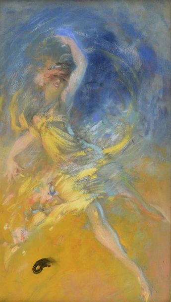 Jules CHÉRET (1836-1932) Danseuse au voile Pastel sur toile signé en bas à gauche
H....