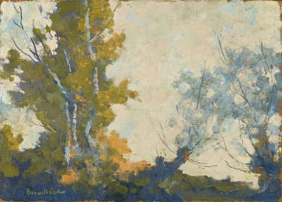 Eugène BROUILLARD (1870-1950) Paysage aux arbres
Huile sur panneau signée en bas...