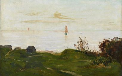 Hyppolite Camille DELPY (1877-1957) Soir, la falaise au bord de mer
Huile sur toile,...