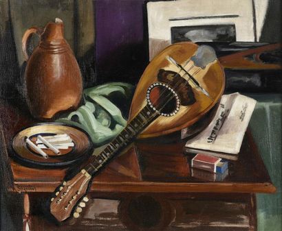 Marcel SEIGNOBOS (1892-1972) Intérieur à la mandoline
Huile sur toile, signée en...