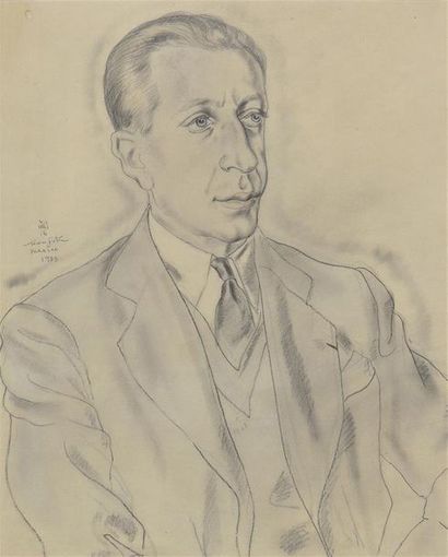 Léonard Tsugouharu FOUJITA (1886-1968) Portrait de Louis Alleq
Mine graphite, crayons...