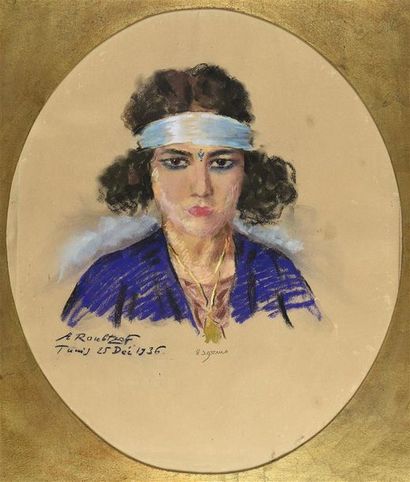 Aleksandr ROUBTZOF (1884-1949) Portrait d'orientale, Tunis, 1936
Pastel signé, situé...