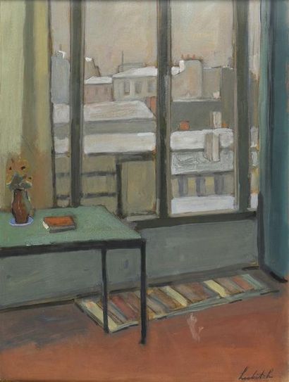 Ossip LUBITCH (1896-1990) À travers la fenêtre
Gouache, signée en bas à droite
H....