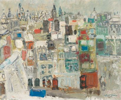 Marcel SAINT-JEAN (1914-1994) Les toits de Lyon
Huile sur toile signée en bas à droite
H....