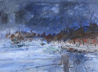 Jean FUSARO (né en 1925) Crépuscule sur la Seine
Huile sur toile, signée en bas à...