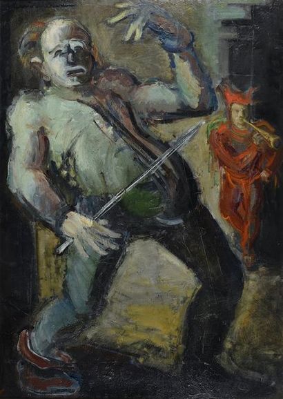Rodolphe CAILLAUX (1904-1989) L'homme violon
Huile sur carton, signée en haut à gauche
H....
