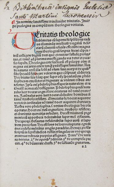 [ALBERTUS MAGNUS]. COMPENDIUM THEOLOGICAE VERITATIS.
Sans lieu, sans nom, sans date...