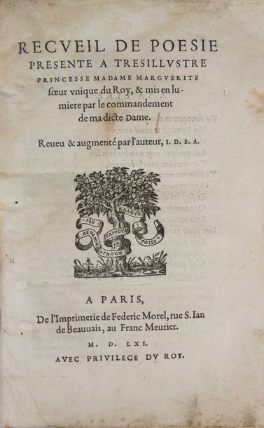 DU BELLAY (Joachim). Recueil de 6 pièces reliées en 1 volume in-4°, vélin souple...