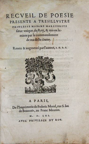 DU BELLAY (Joachim). Recueil de 6 pièces reliées en 1 volume in-4°, vélin souple...