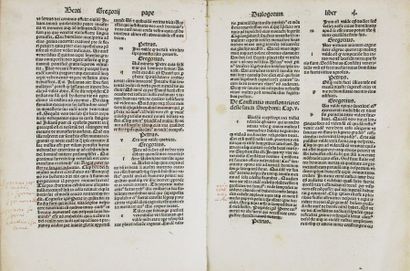 GREGOIRE LE GRAND. LIBRI DIALOGORUM.
Bâle, Michel Furter, 1496.
Petit in folio (207...